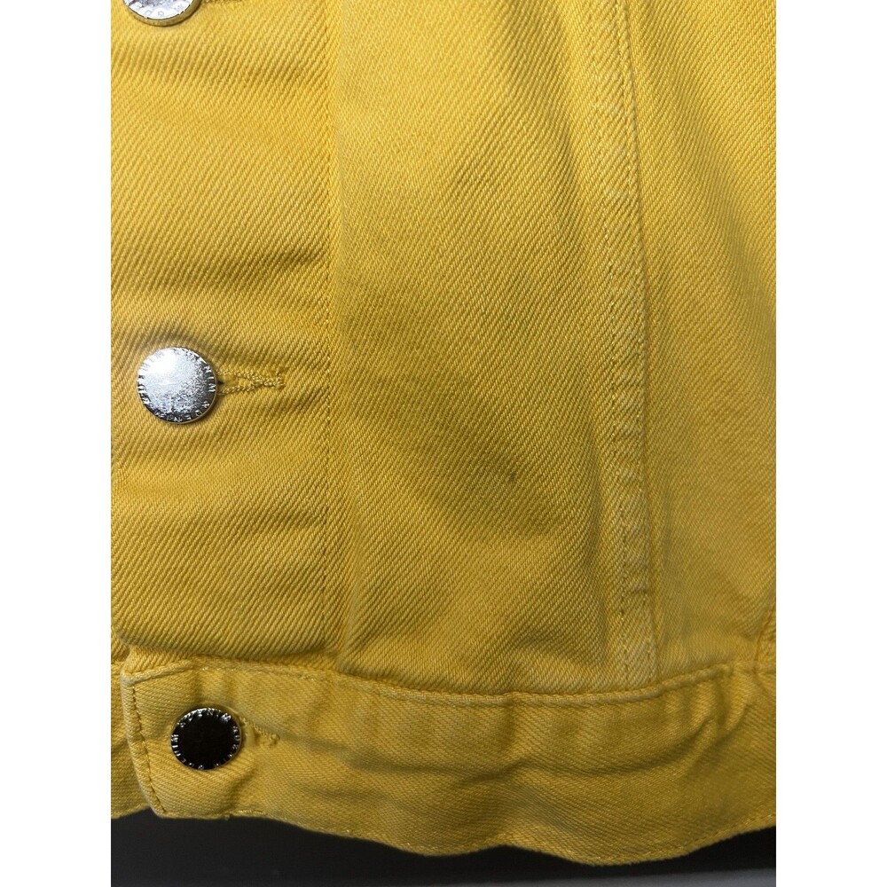 H&M Denim Jacket Womens 10 Yellow Button Front Jean Trucker Casual Basic - Picture 4 of 9